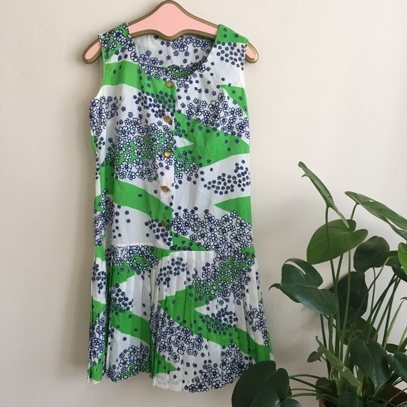 Vintage Dresses & Skirts - 1960s flower power drop waist dress
